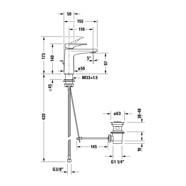 Duravit Tulum Einhebel Waschtischmischer Gr E S Chrom Mit