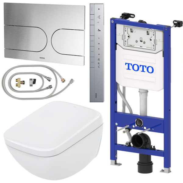 TOTO Komplettset Washlet WX1 Dusch-WC inkl. Vorwandelement u. Betätigungsplatte