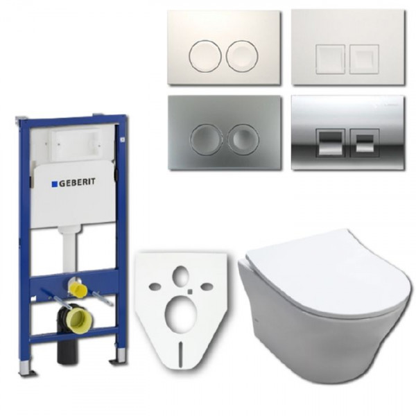 Komplettset Geberit Duofix UP100 WC-Montageelement mit TOTO-MH-WC CW162Y und WC-Sitz VC10162 / TC514G