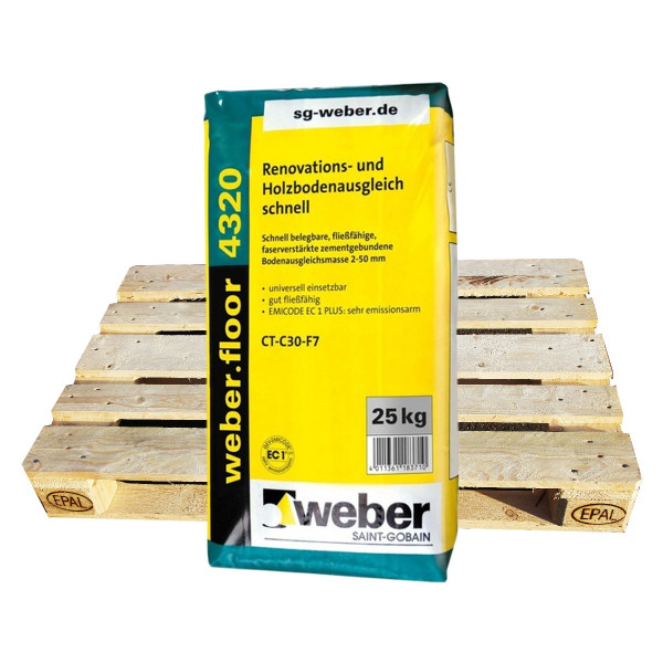 weber.floor 4320 faserarmierter Ausgleich 355720 Holzfußbodenspachtelmasse schnell 42 x 25 kg