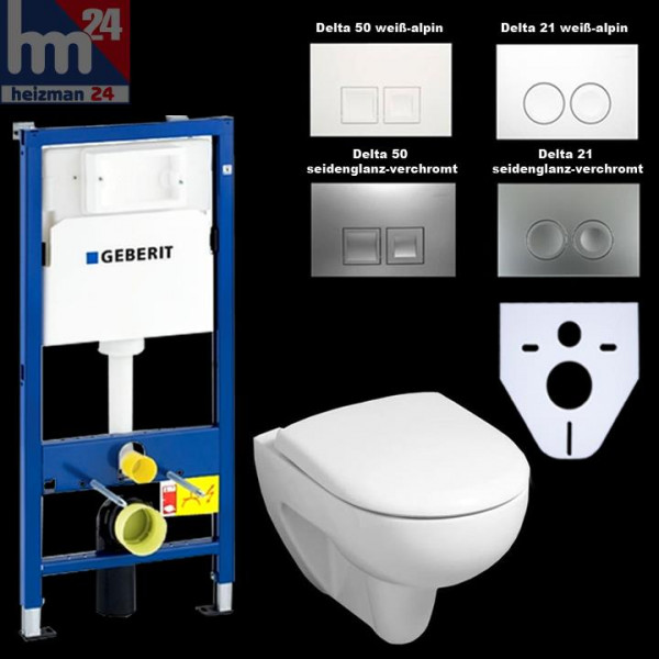 Geberit Duofix Basic UP100 WC-Montageelement mit Renova Nr. 1 Tiefspül-WC und WC-Sitz KER0005