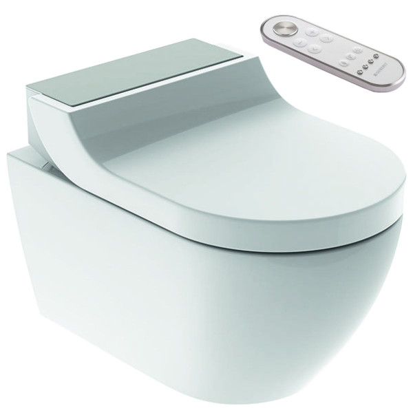 Geberit Set Tiefspül-WC spülrandlos m. AquaClean Tuma Comfort Dusch WC-Sitz 146.290.FW.1 Edelstahl