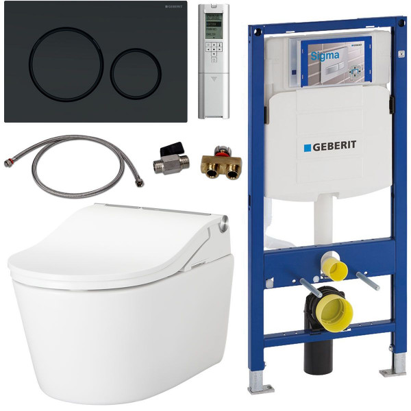 TOTO Geberit Set Washlet RW Dusch-WC spülrandlos inkl. Vorwandelement u. Betätigungsplatte Sigma 20