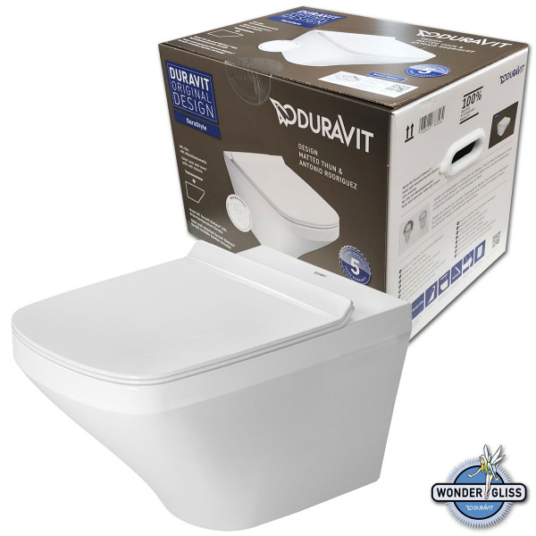 Duravit DuraStyle Wandtiefspül-WC Set spülrandlos 45510900A11 WonderGliss inkl. WC-Sitz SoftClose