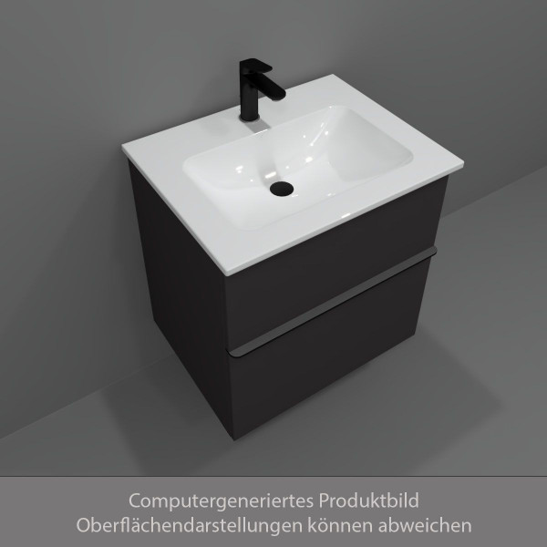 Duravit KYVEKO Möbelset Unterschrank 630 mm Graphit Matt mit Waschtisch und Armatur Schwarz