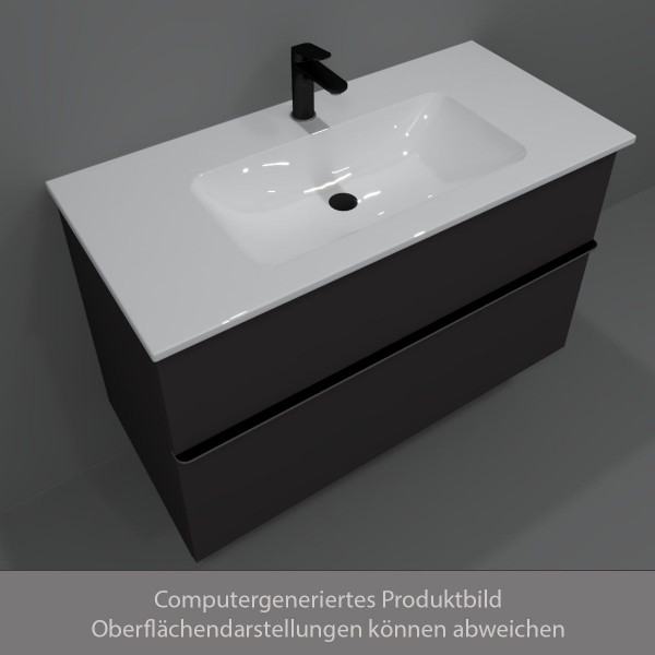 Duravit KYVEKO Möbelset Unterschrank 1030 mm Graphit Matt mit Waschtisch und Armatur Schwarz