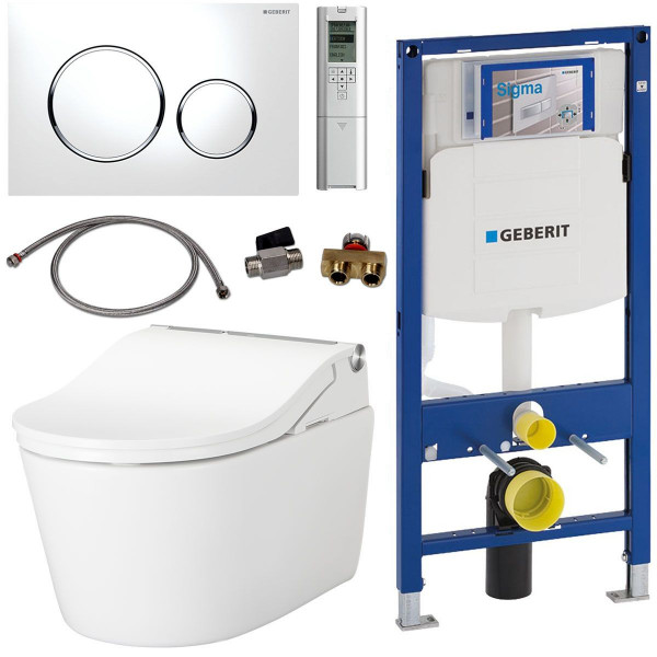 TOTO Geberit Set Washlet RW Dusch-WC spülrandlos inkl. Vorwandelement u. Betätigungsplatte Sigma 20