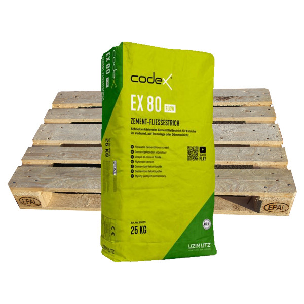 codex EX 80 Flow Zement-Fliessestrich 42 x 25 kg 89079 schnell erhärtend und belegbar