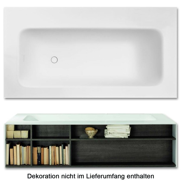 Mastella Kelly Book freistehende Badewanne und Bücherregal 200x105 cm aus Mak in Mattweiß