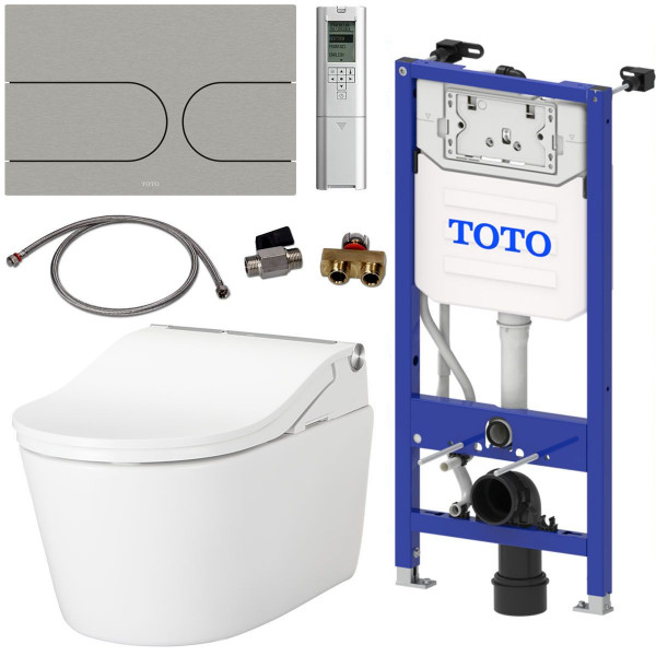 TOTO Komplettset Washlet RW auto flush Dusch-WC inkl. Vorwandelement u. Betätigungsplatte