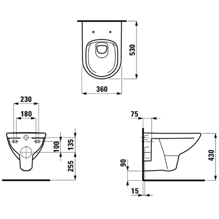 Heizman24 Handel Kombi-Pack Pro - und Haus- Gebäudetechnik | für H866951 Wandtiefspül-WC Laufen