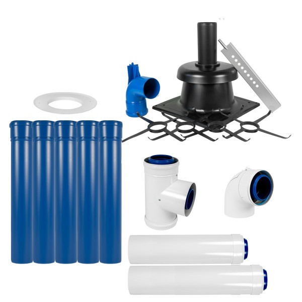 Skoberne Condens Blue Abgassystem-Paket starr 10 m 80 mm mit Schachtabdeckung Kunststoff BU