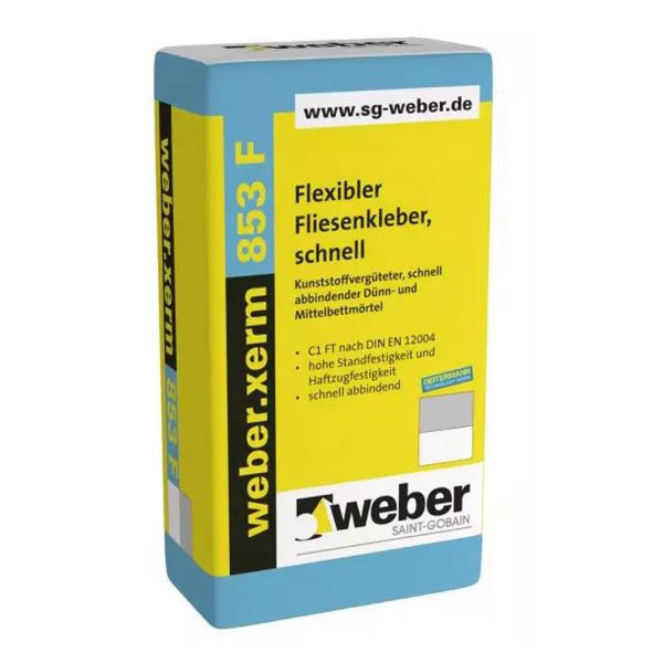 weber.xerm 853 F Flexibler Schnell-Fliesenkleber früh begehbar Dünnbett Mittelbett