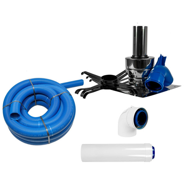 Skoberne Condens Blue Abgassystem-Paket flexibel 12,5 m 60 mm mit Schachtabdeckung Edelstahl