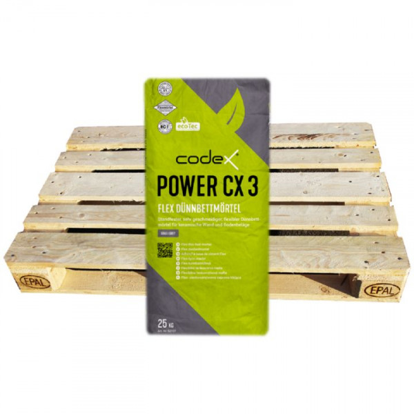codex Power CX 3 Flex Dünnbettmörtel 24 Sack a 25kg 70642 für keramische Beläge