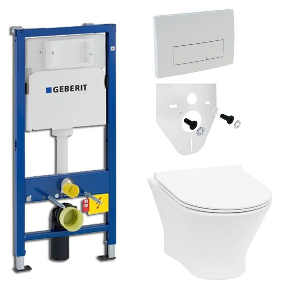 Komplettset Roca WC spülrandlos mit Deckel Slim und Geberit UP100 mit Delta 50 in Weiß