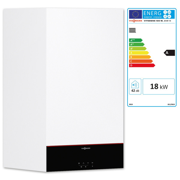 Viessmann Vitodens 100-W Gas-Brennwerttherme 19 kW B1HF inkl. Regelung HMU-C Z020619