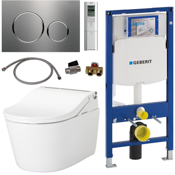 TOTO Geberit Set Washlet RW Dusch-WC spülrandlos inkl. Vorwandelement u. Betätigungsplatte Sigma 20