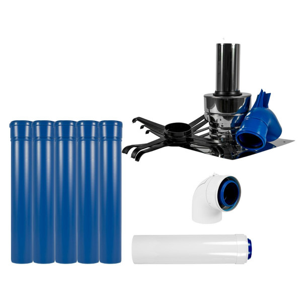 Skoberne Condens Blue Abgassystem-Paket starr 10 m 60 mm mit Schachtabdeckung Edelstahl