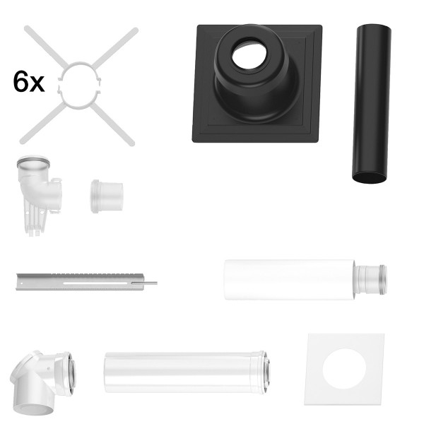 Buderus Abgas Grundpaket Schacht GA-K DN80/125 7738112546 mit Schachtabdeckung PP