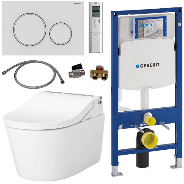 TOTO Geberit Set Washlet RW Dusch-WC spülrandlos inkl. Vorwandelement u. Betätigungsplatte Sigma 20