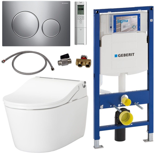 TOTO Geberit Set Washlet RW Dusch-WC spülrandlos inkl. Vorwandelement u. Betätigungsplatte Sigma 20