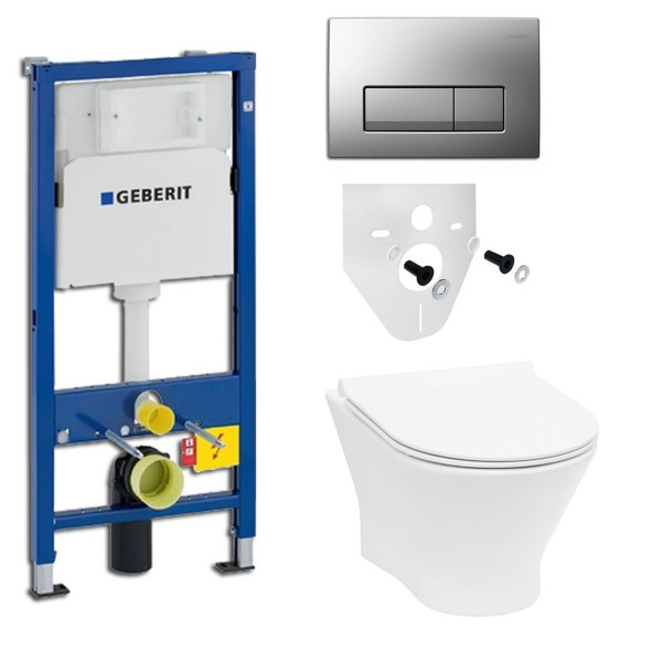 Komplettset Roca WC spülrandlos mit Deckel Slim und Geberit UP100 mit Delta 50 Chrom