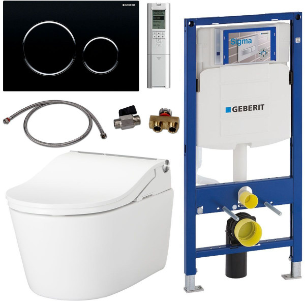 TOTO Geberit Set Washlet RW Dusch-WC spülrandlos inkl. Vorwandelement u. Betätigungsplatte Sigma 20