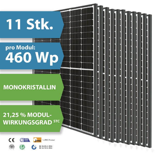 11 x HM24 Photovoltaik-Modul LP182*182-M-60-MH 460 Watt Solar-Modul 1909 x 1134 x 30 mm