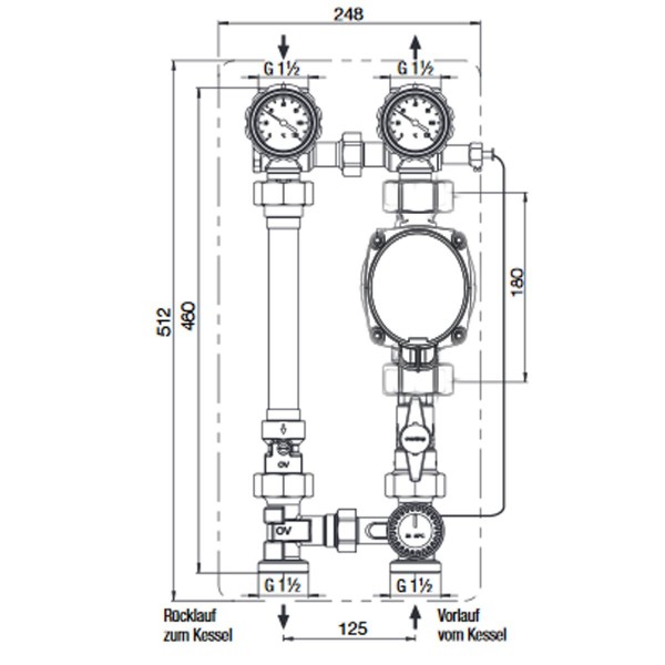 Oventrop Festwertregel-Set Regumat F-180 DN25 Mit Hocheffizienzpumpe ...