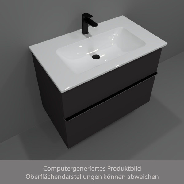 Duravit KYVEKO Möbelset Unterschrank 830 mm Graphit Matt mit Waschtisch und Armatur Schwarz