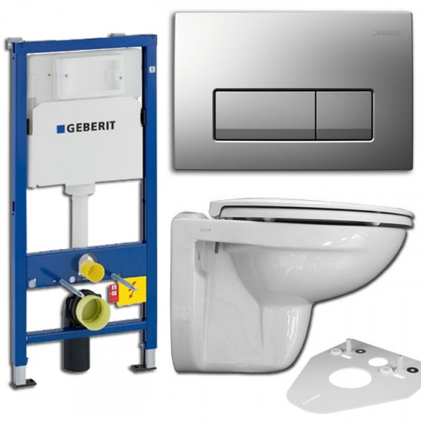 Komplettset Geberit Element UP100 mit Vitra Tiefspül-WC u. Drückerplatte Delta 51 inkl. Schallschutz